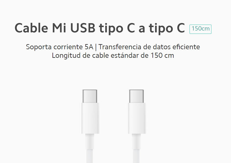 Cable USB Tipo C a Tipo C 150cm