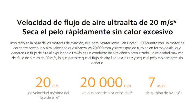 Secador de Pelo Iónico de Agua H500