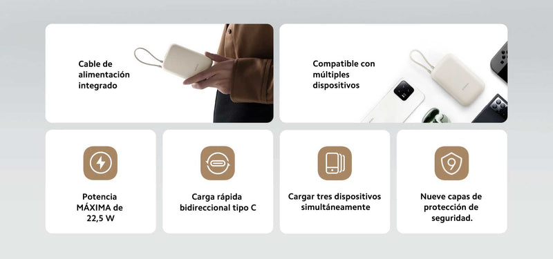 Power Bank Xiaomi 22.5W Cable Integrado