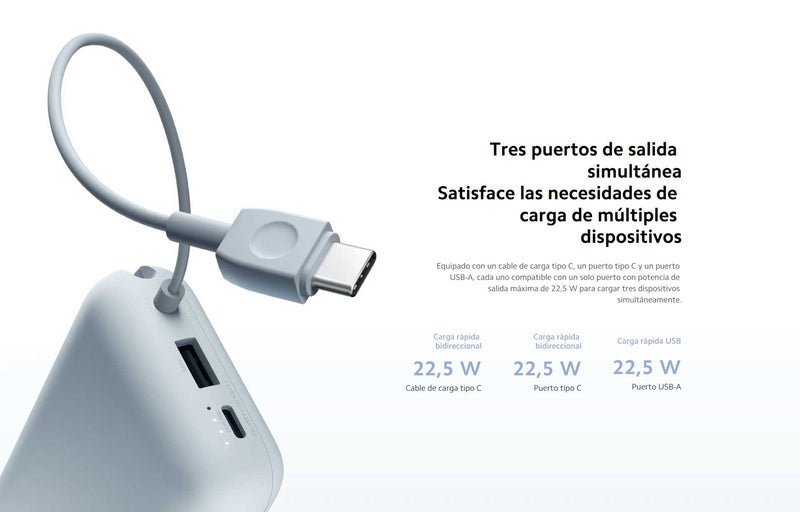 Power Bank Xiaomi 22.5W Cable Integrado