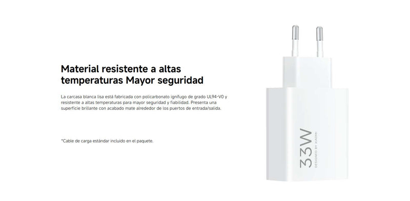 Cargador Xiaomi 33W Combo Type-A con Cable USB-C