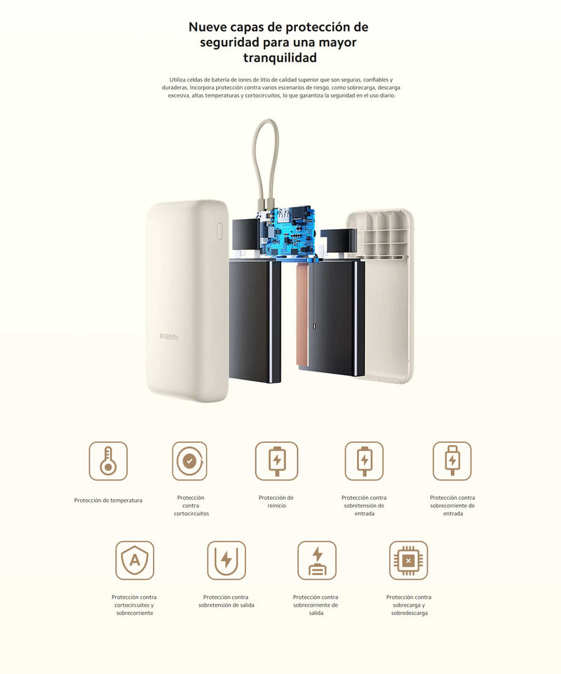 Power Bank Xiaomi 33W 20000mAh Cable Integrado