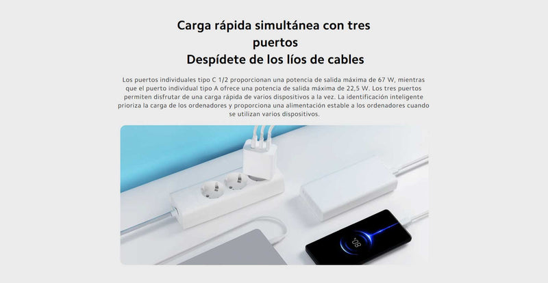 Cargador Xiaomi 67W GaN 2C1A