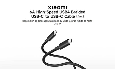 Cable Trenzado de Alta Velocidad USB4 Xiaomi 6A USB-C a USB-C (1m)