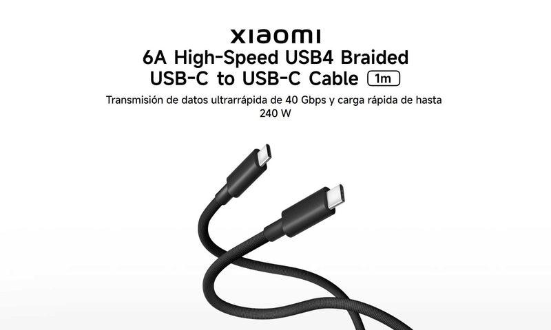 Cable Trenzado de Alta Velocidad USB4 Xiaomi 6A USB-C a USB-C (1m)