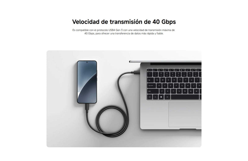 Cable Trenzado de Alta Velocidad USB4 Xiaomi 6A USB-C a USB-C (1m)