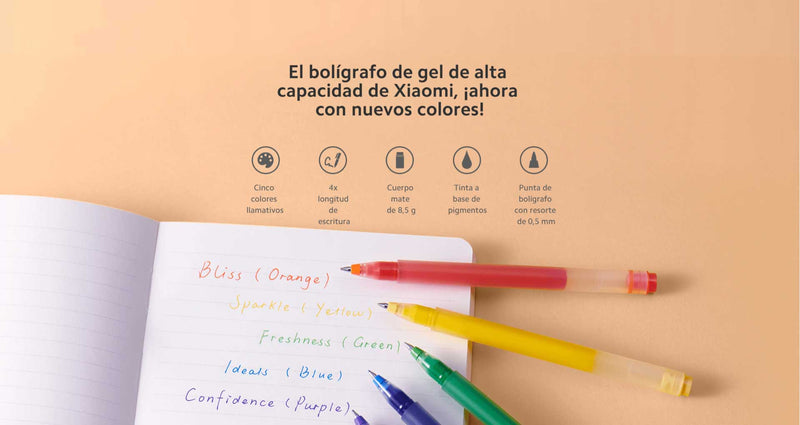 Bolígrafo de Gel Xiaomi Alta Capacidad Pack de 5