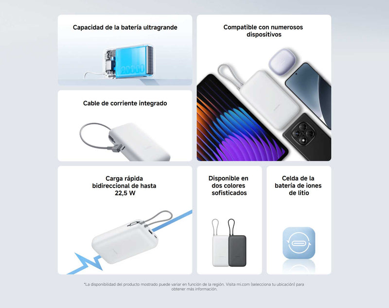 Xiaomi Power Bank 20000mAh (cable integrado)